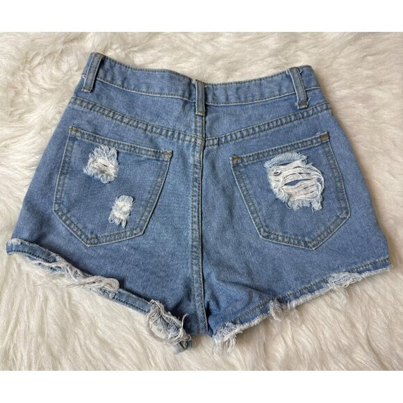 Mickey Mouse Disney Theme Denim Cut Off High Rise Shorts Women's Small - Picture 4 of 7
